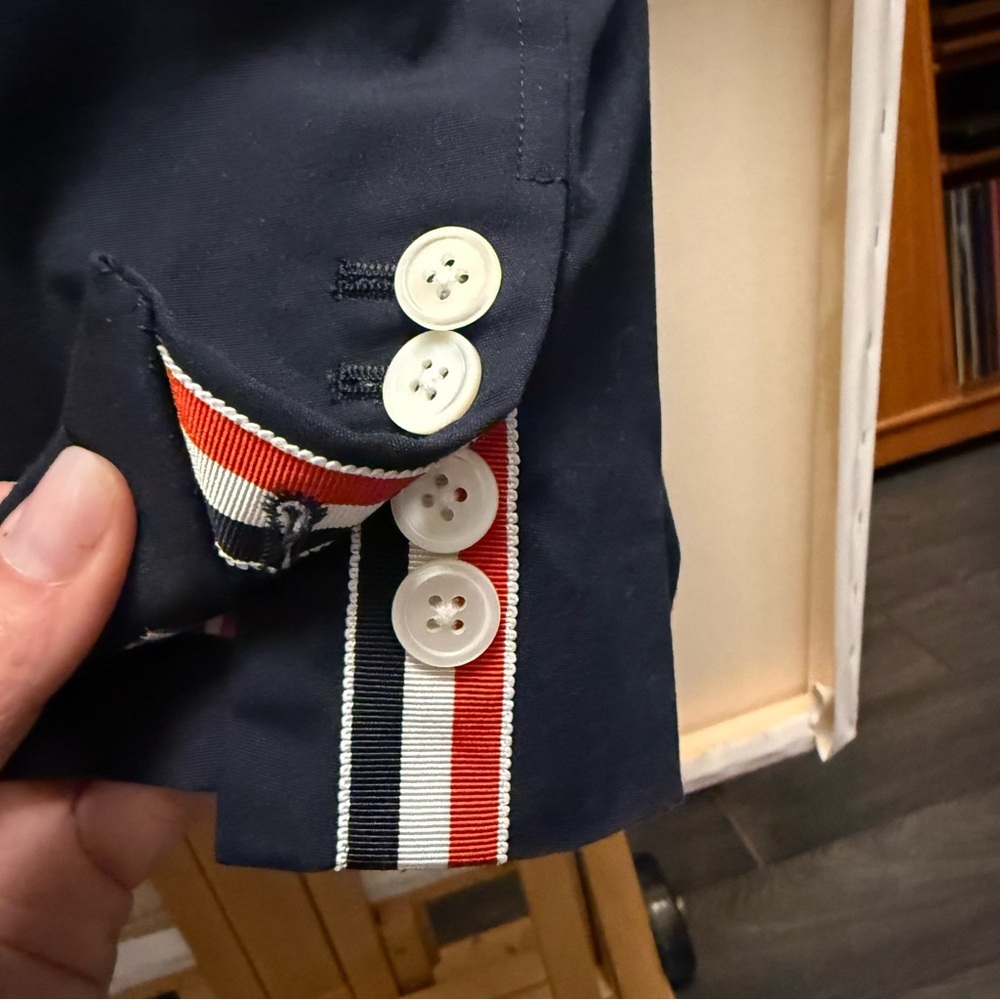Thom Browne Dark Blue Men's Jacket with Red Accents - Picture 7 of 13